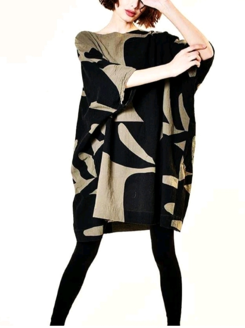 Uzi NYC Moss Plant Box Dress Free Size Coarse Art To Wear Lagenlook Avant Garde
